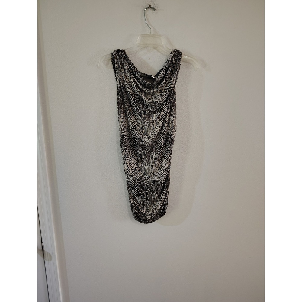 Michael Michael Kors  Grey Snakeskin Cowl Neck Buckle Back Sleeveless Top S‎